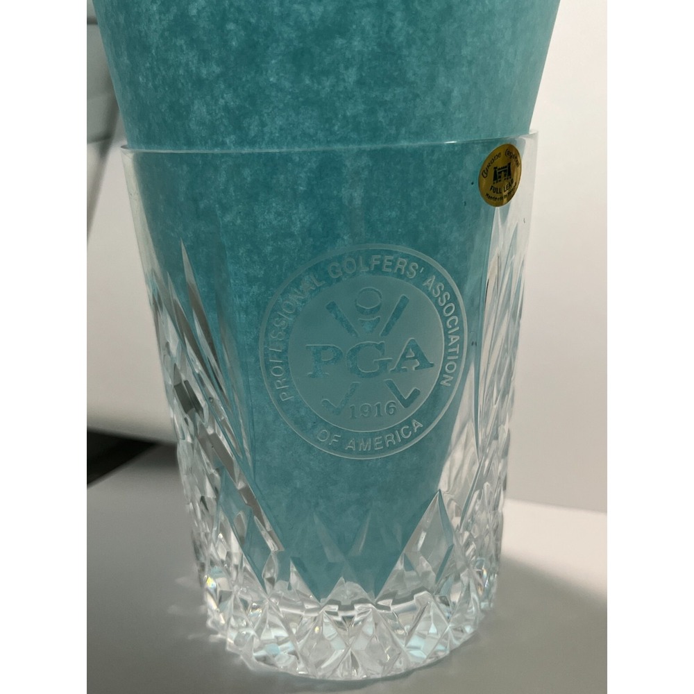 PGA Tyrone Crystal Glass Professional Golf Cup NWT 1916 Emblem Ireland Golfer